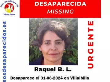 Cartel con la fotografia de Raquel B.L. publicada por sosdesaparecido