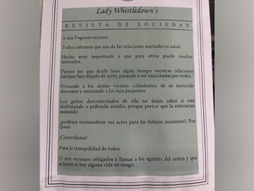 La nota encontrada en una comunidad de vecinos de Galicia