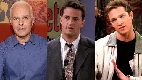 James Michael Tyler, Matthew Perry y Stan Kirsch en Friends James Michael Tyler, Matthew Perry y Stan Kirsch en Friends