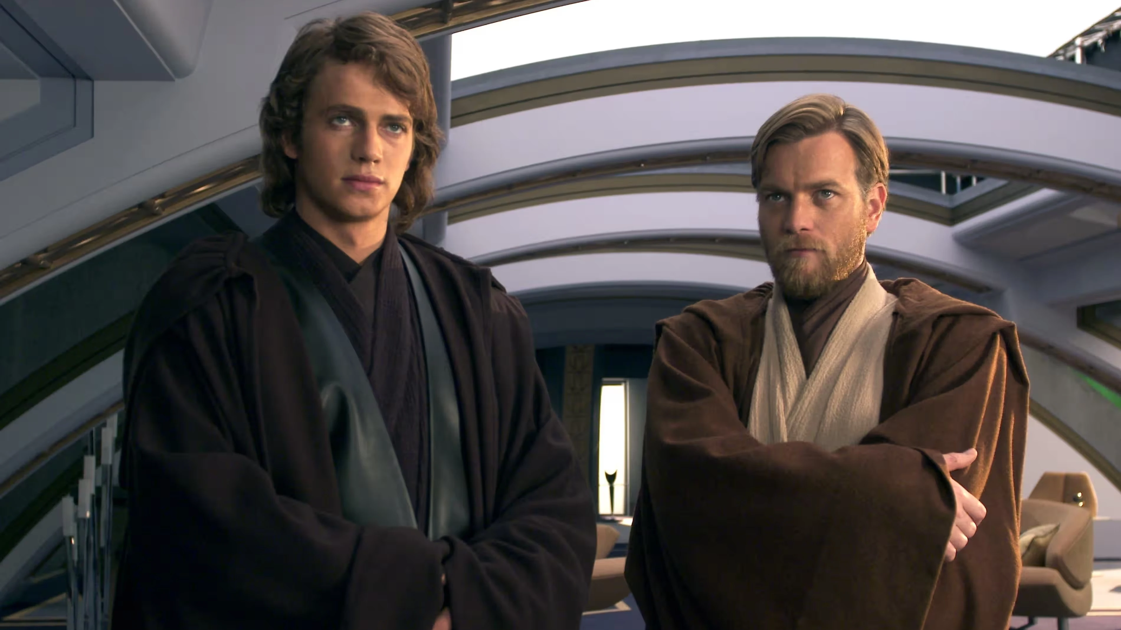 Ewan McGregor (Obi-Wan Kenobi) y Hayden Christensen (Anakin Skywalker) en Star Wars