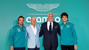 Fernando Alonso, Adrian Newey, Lawrence Stroll y Lance Stroll