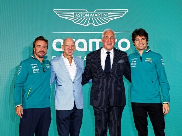 Fernando Alonso, Adrian Newey, Lawrence Stroll y Lance Stroll