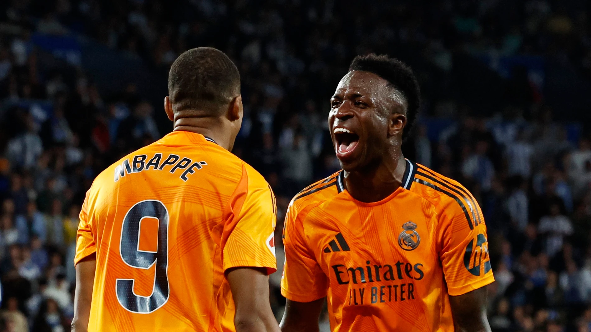 Mbappé y Vinícius celebran un gol ante la Real Sociedad Mbappé y Vinícius celebran un gol ante la Real Sociedad