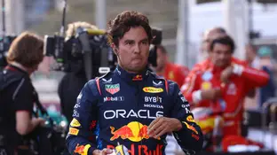 Carlos Sainz y Checo Pérez, en el trazado de Bakú Carlos Sainz y Checo Pérez, en el trazado de Bakú