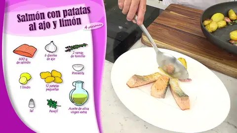 Ingredientes salmón con patatas al ajo y limón Ingredientes salmón con patatas al ajo y limón