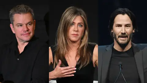 Matt Damon, Jennifer Aniston y Keanu Reeves Matt Damon, Jennifer Aniston y Keanu Reeves