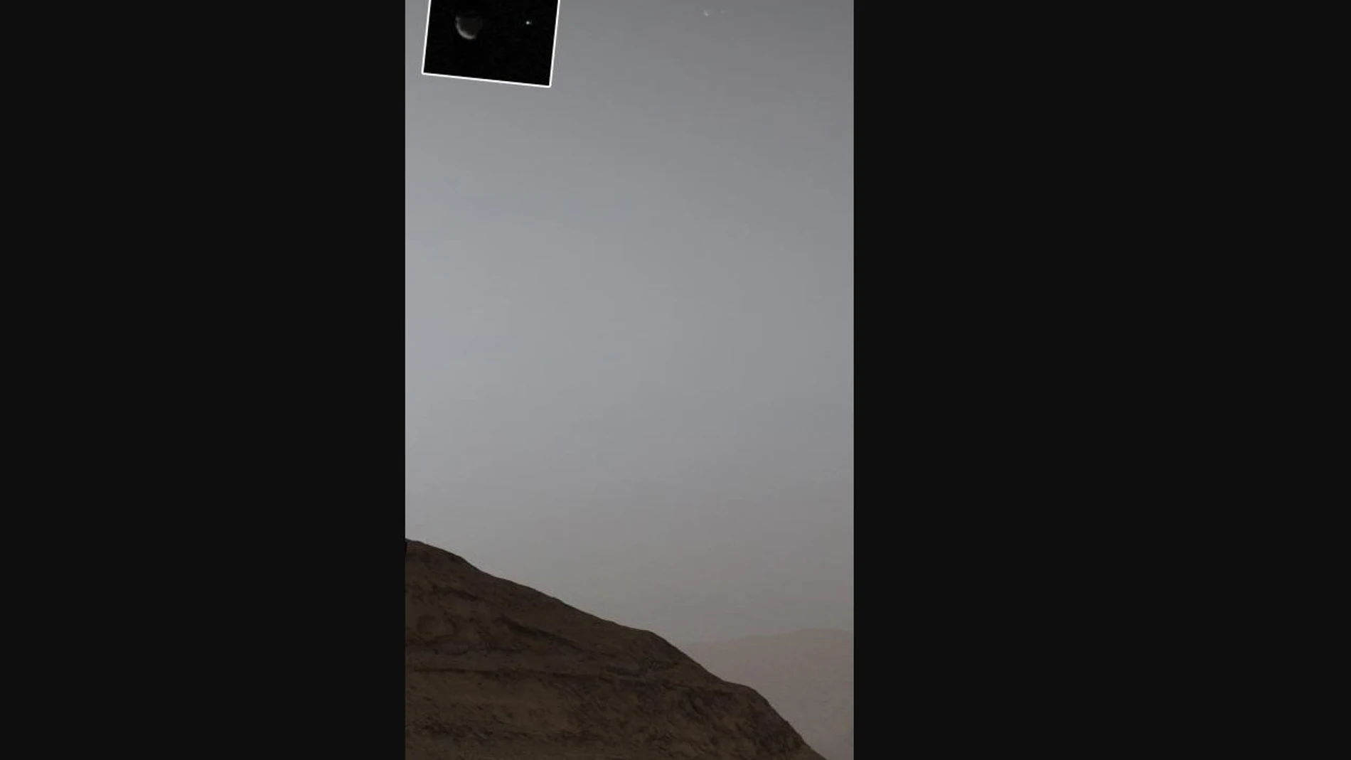 La Tierra y la luna Fobos en la misma imagen del rover Curiosity en Marte La Tierra y la luna Fobos en la misma imagen del rover Curiosity en Marte