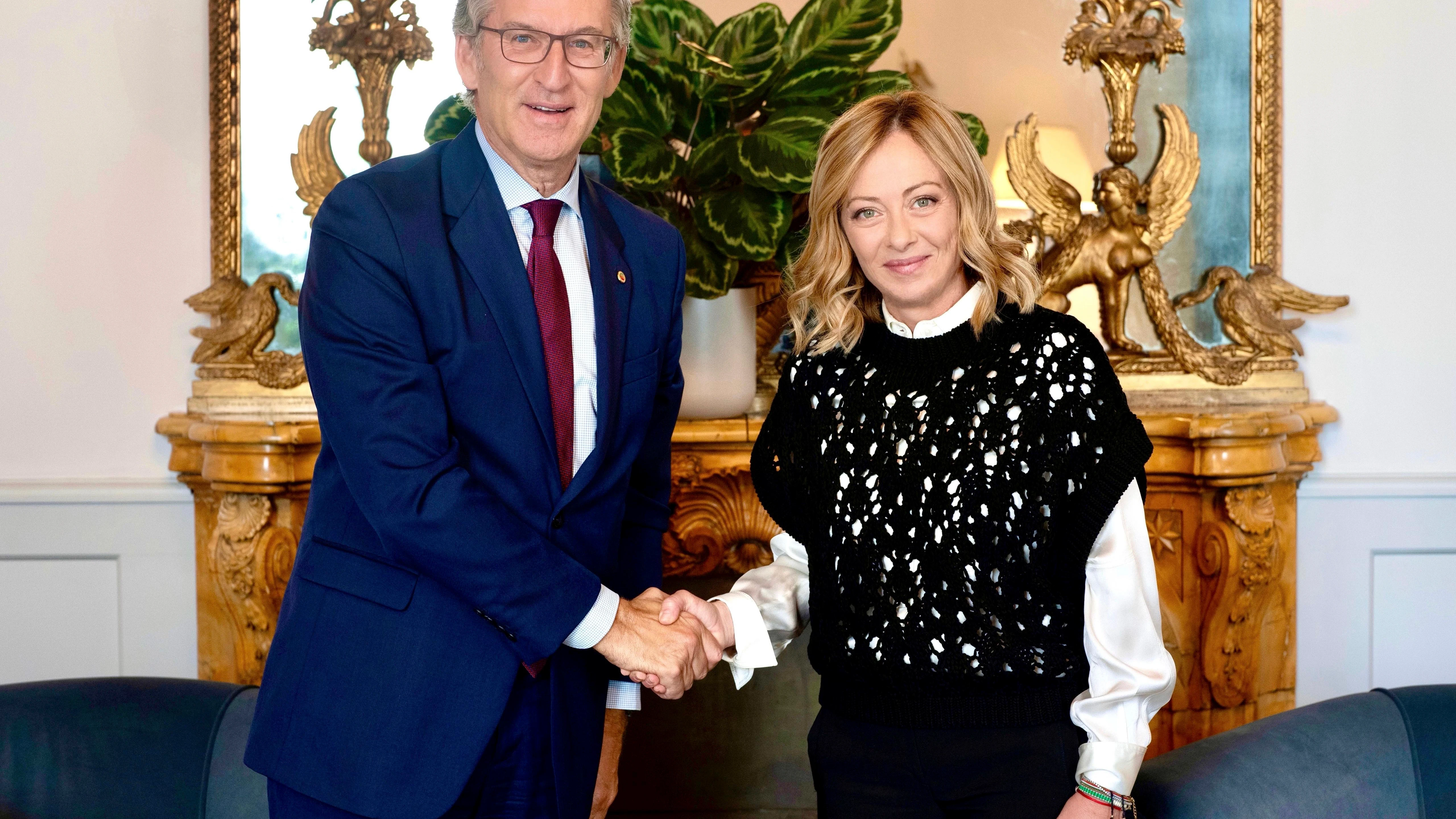 El presidente del Partido Popular, Alberto Núñez Feijóo, se reúne este jueves en Roma con la primera ministra italiana, Giorgia Meloni El presidente del Partido Popular, Alberto Núñez Feijóo, se reúne este jueves en Roma con la primera ministra italiana, Giorgia Meloni