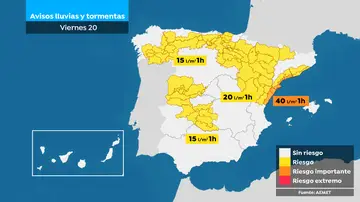 Mapa de avisos por lluvias Mapa de avisos por lluvias