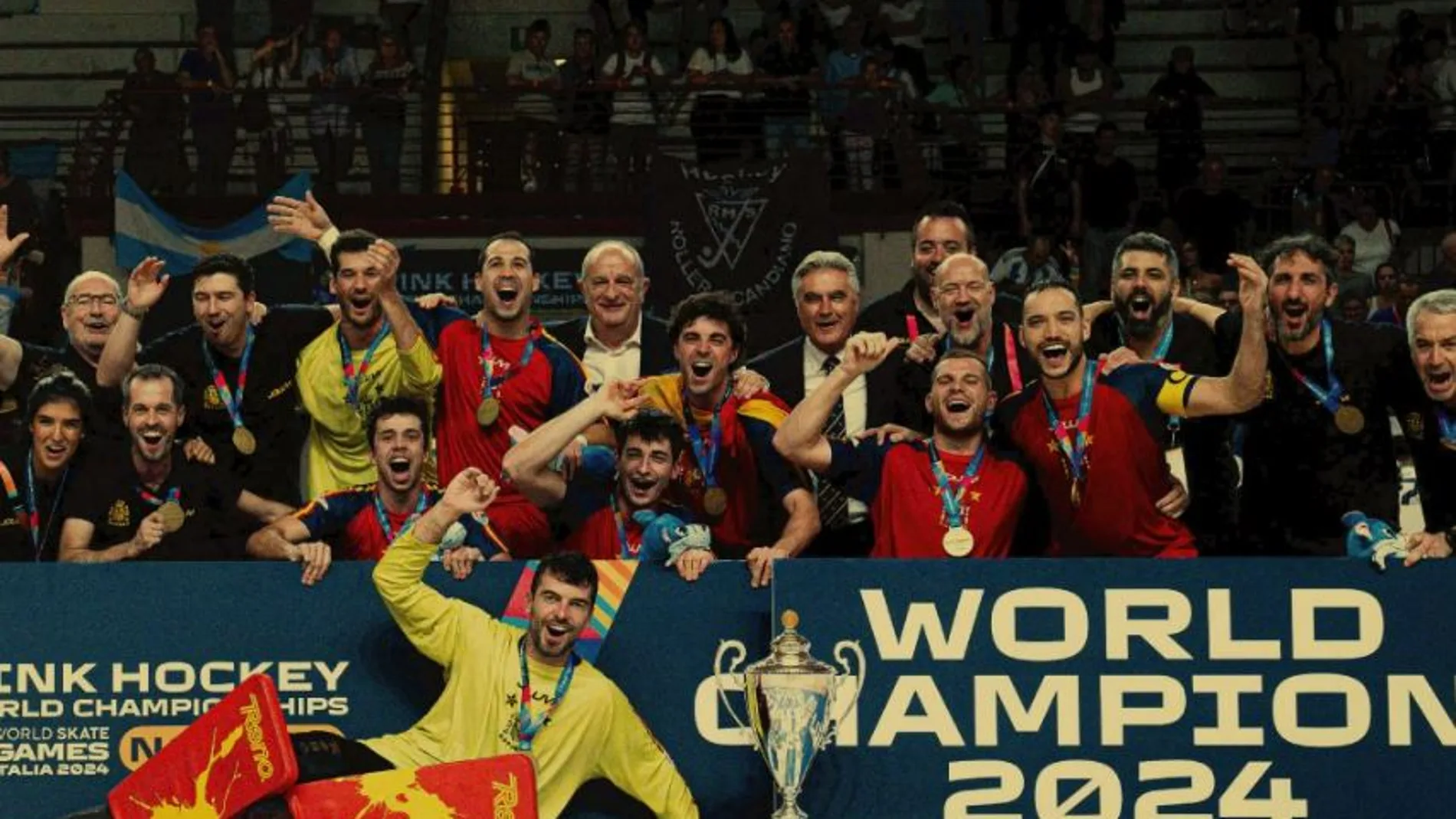 Imagen de la Selección Española celebrando el Mundial de hockey sobre patines Imagen de la Selección Española celebrando el Mundial de hockey sobre patines
