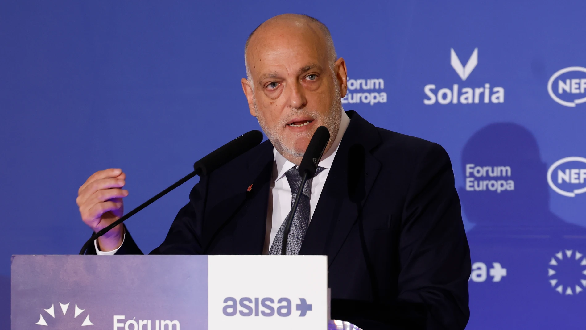 Javier Tebas, durante su intervención en el Fórum Europa Javier Tebas, durante su intervención en el Fórum Europa