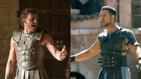 Paul Mescal y Russell Crowe en Gladiator Paul Mescal y Russell Crowe en Gladiator