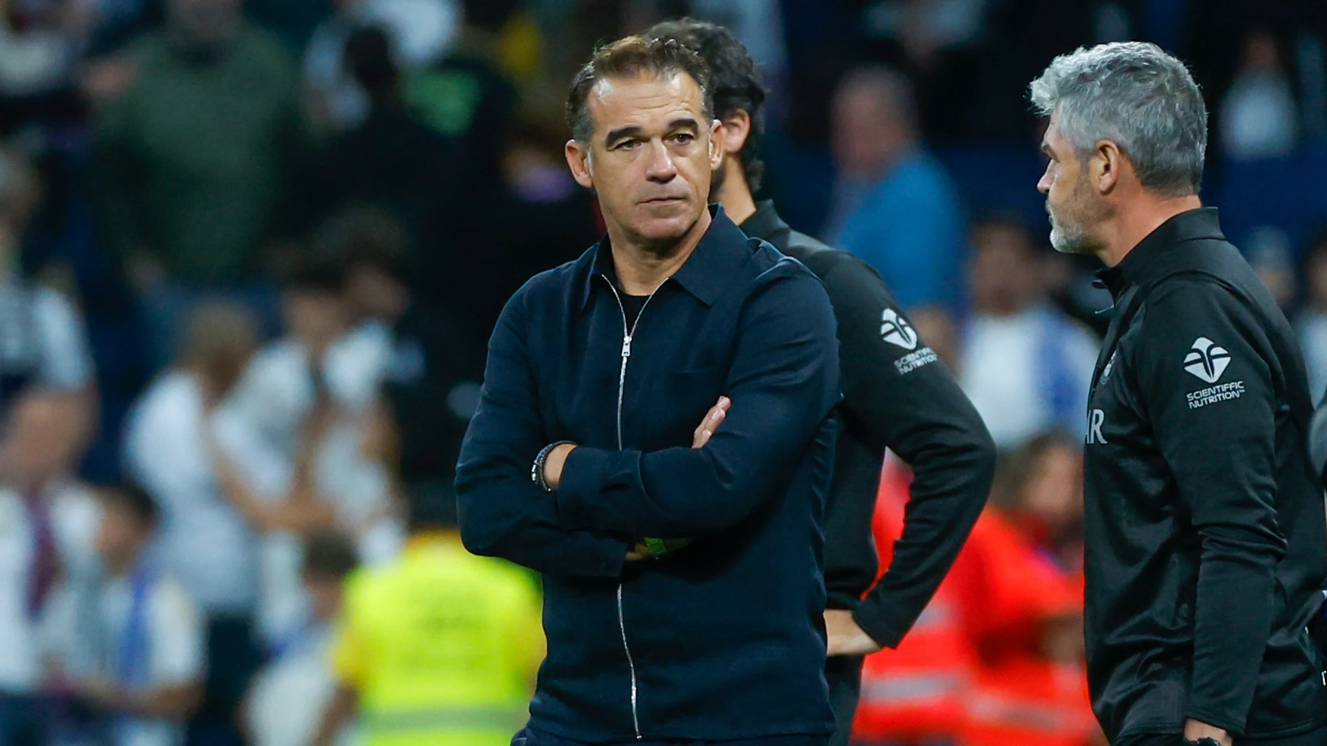 Luis García Plaza, al termino del partido en el Bernabéu Luis García Plaza, al termino del partido en el Bernabéu