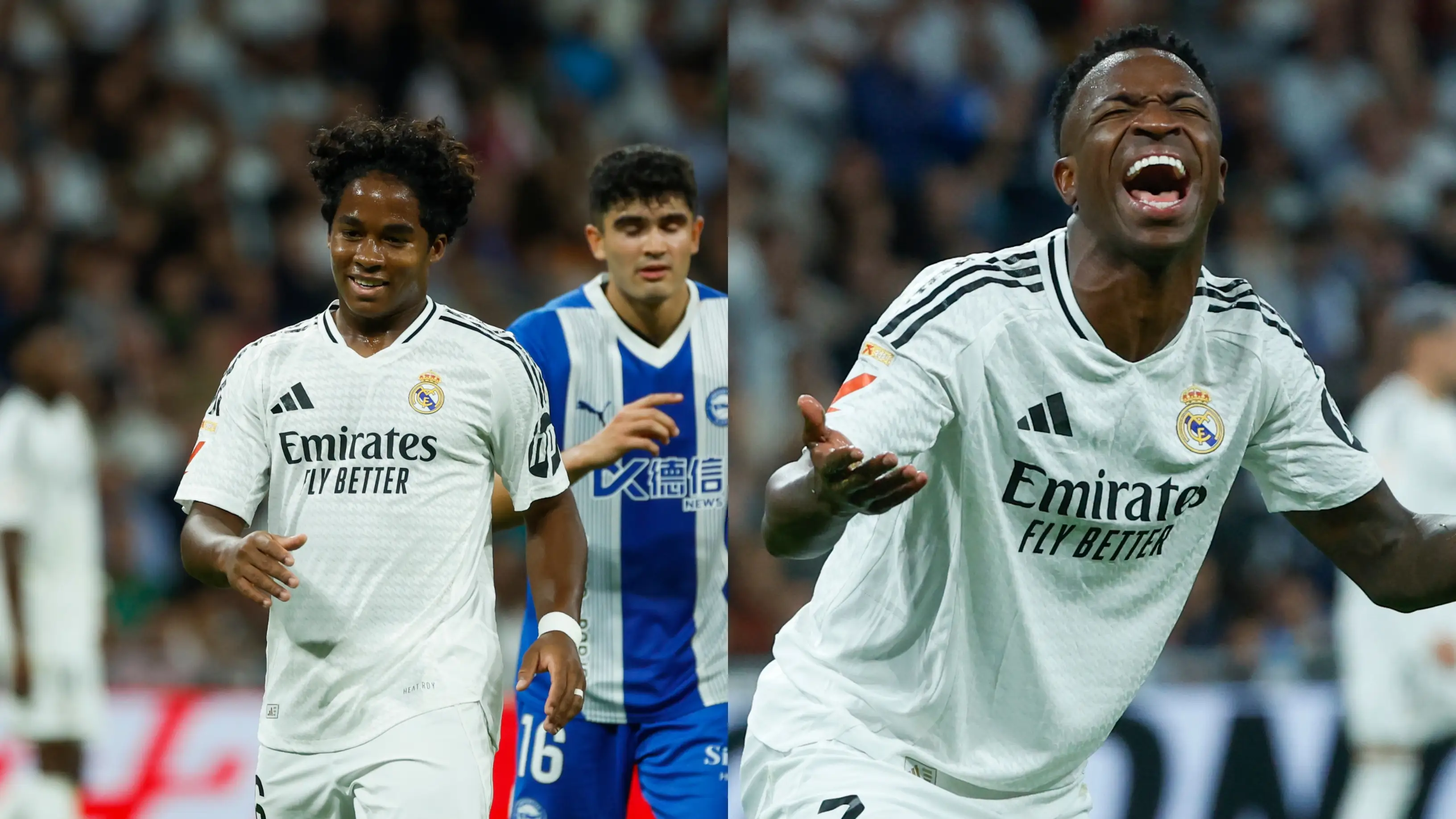 Endrick y Vin&iacute;cius, en el partido ante el Alav&eacute;s