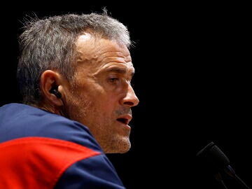 Luis Enrique, en una rueda de prensa del PSG