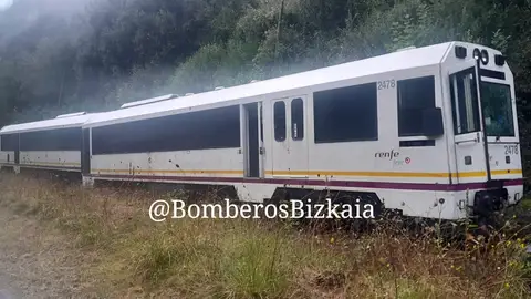 Imagen del tren que ha descarrilado Imagen del tren que ha descarrilado
