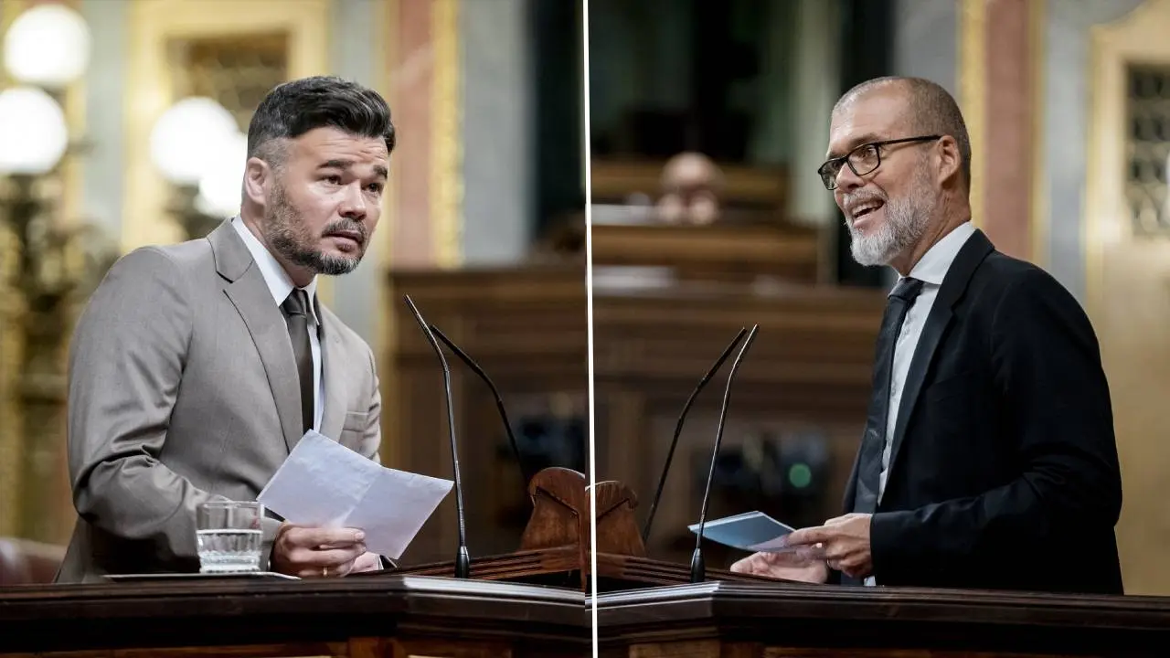 Gabriel Rufián y Josep Maria Cruset en el Congreso durante el debate por la financiación singular de Cataluña Gabriel Rufián y Josep Maria Cruset en el Congreso durante el debate por la financiación singular de Cataluña