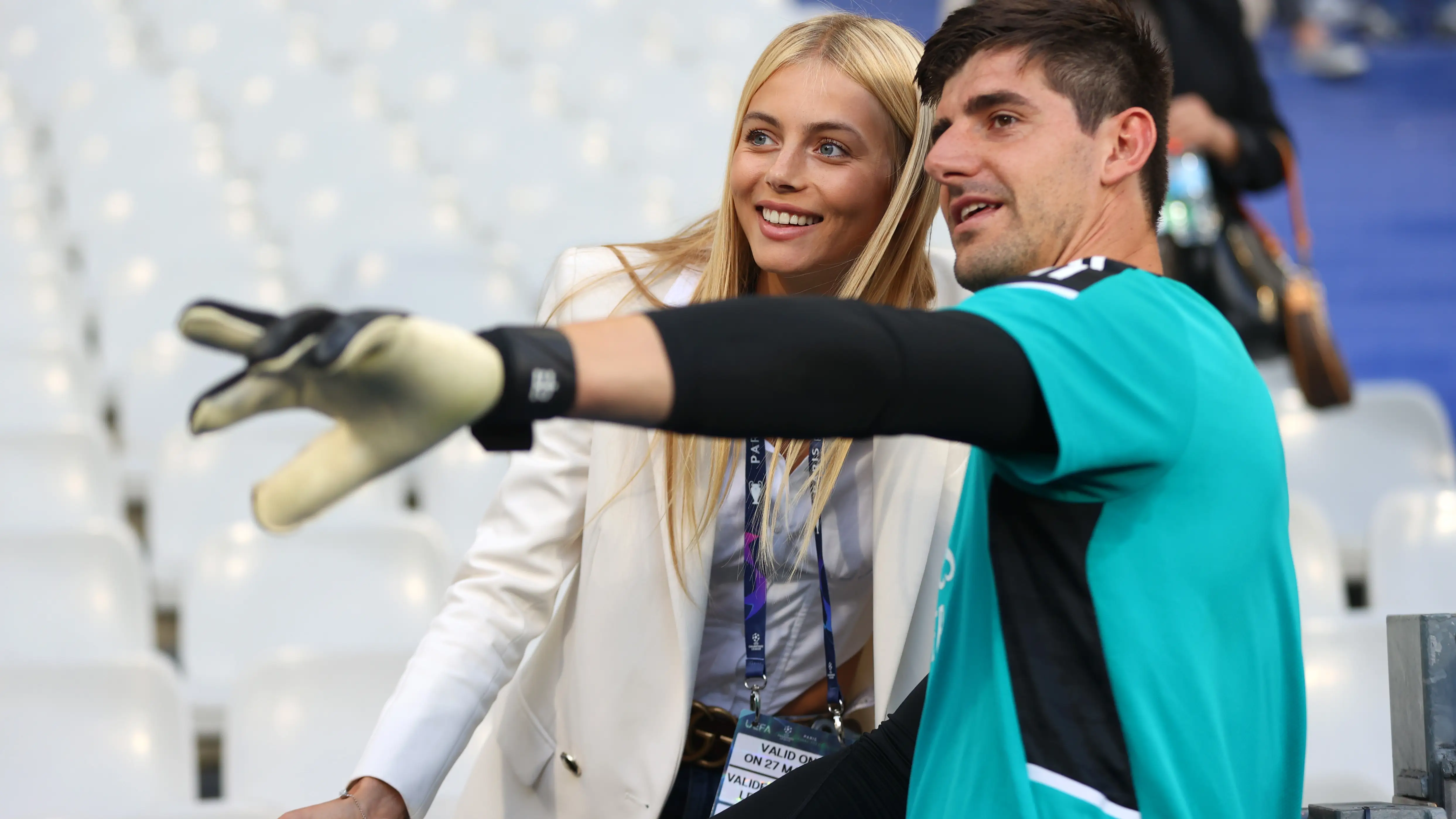 Thibaut Courtois y Mishel Gerzig, en una fotografía en 2022 Thibaut Courtois y Mishel Gerzig, en una fotografía en 2022