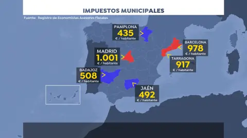 Mapa impuestos municipales Mapa impuestos municipales