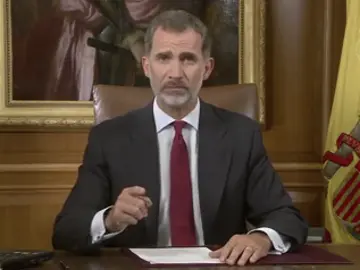 El Rey Felipe VI, en la declaración institucional de 2017 El Rey Felipe VI, en la declaración institucional de 2017