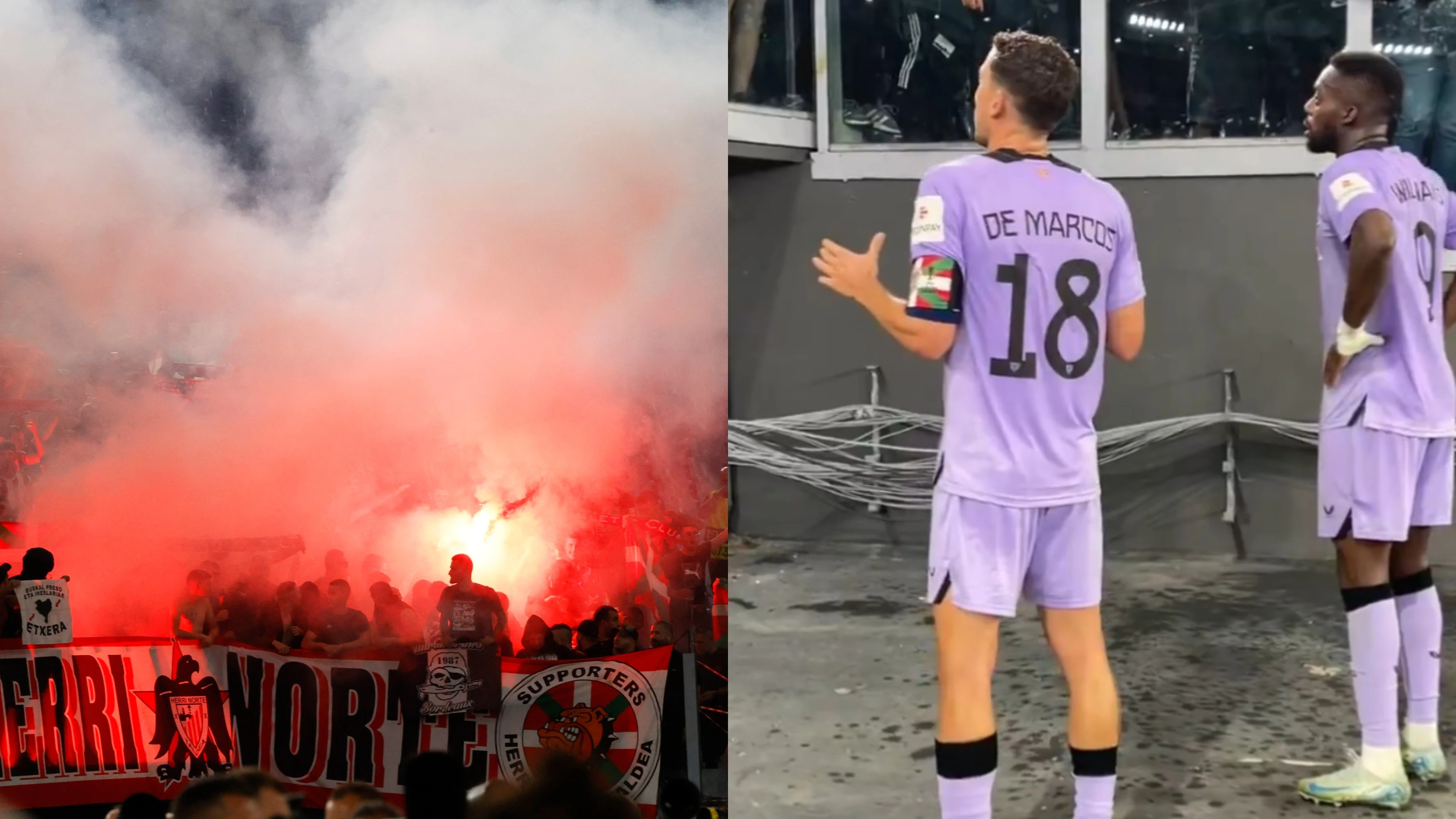 De Marcos e Iñaki Williams recriminan a sus aficionados el lanzamiento de bengalas en el Olímpico De Marcos e Iñaki Williams recriminan a sus aficionados el lanzamiento de bengalas en el Olímpico