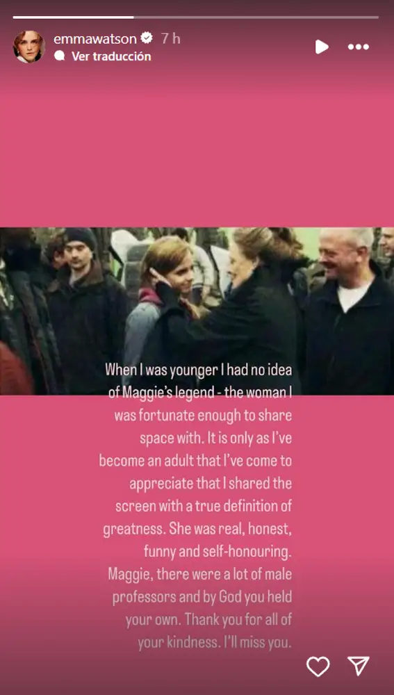 Emma Watson recuerda a Maggie Smith Emma Watson recuerda a Maggie Smith