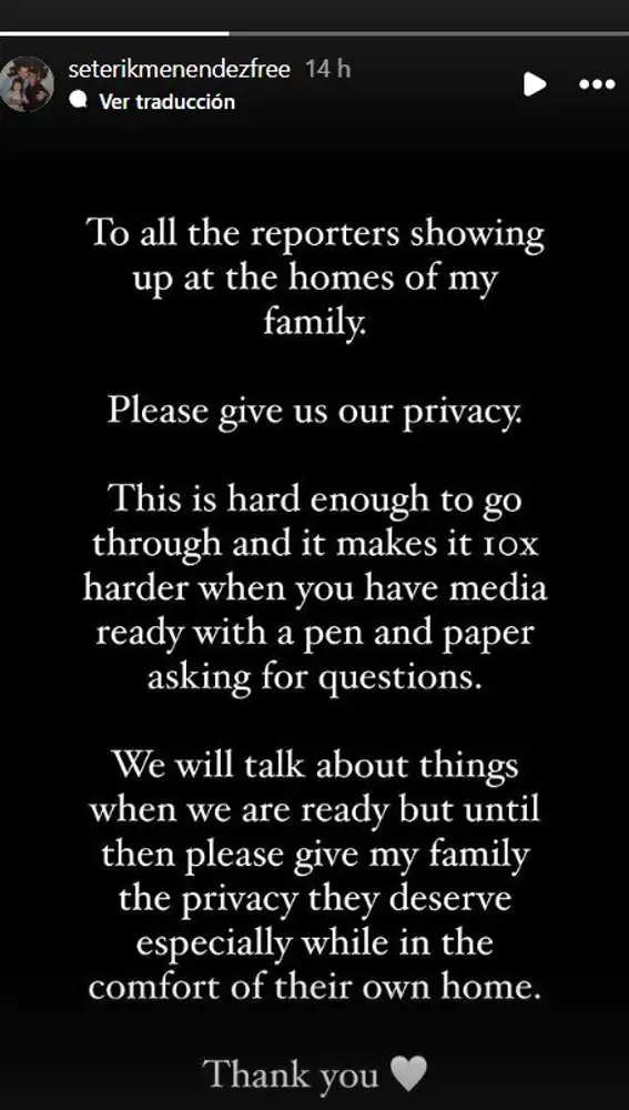 Declaraciones Talia, hija de Erik Menéndez Declaraciones Talia, hija de Erik Menéndez