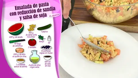 Ingredientes Ensalada de pasta con reducción de sandía Ingredientes Ensalada de pasta con reducción de sandía