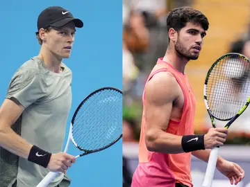 Carlos Alcaraz y Jannik Sinner durante el China Open 2024 Carlos Alcaraz y Jannik Sinner durante el China Open 2024