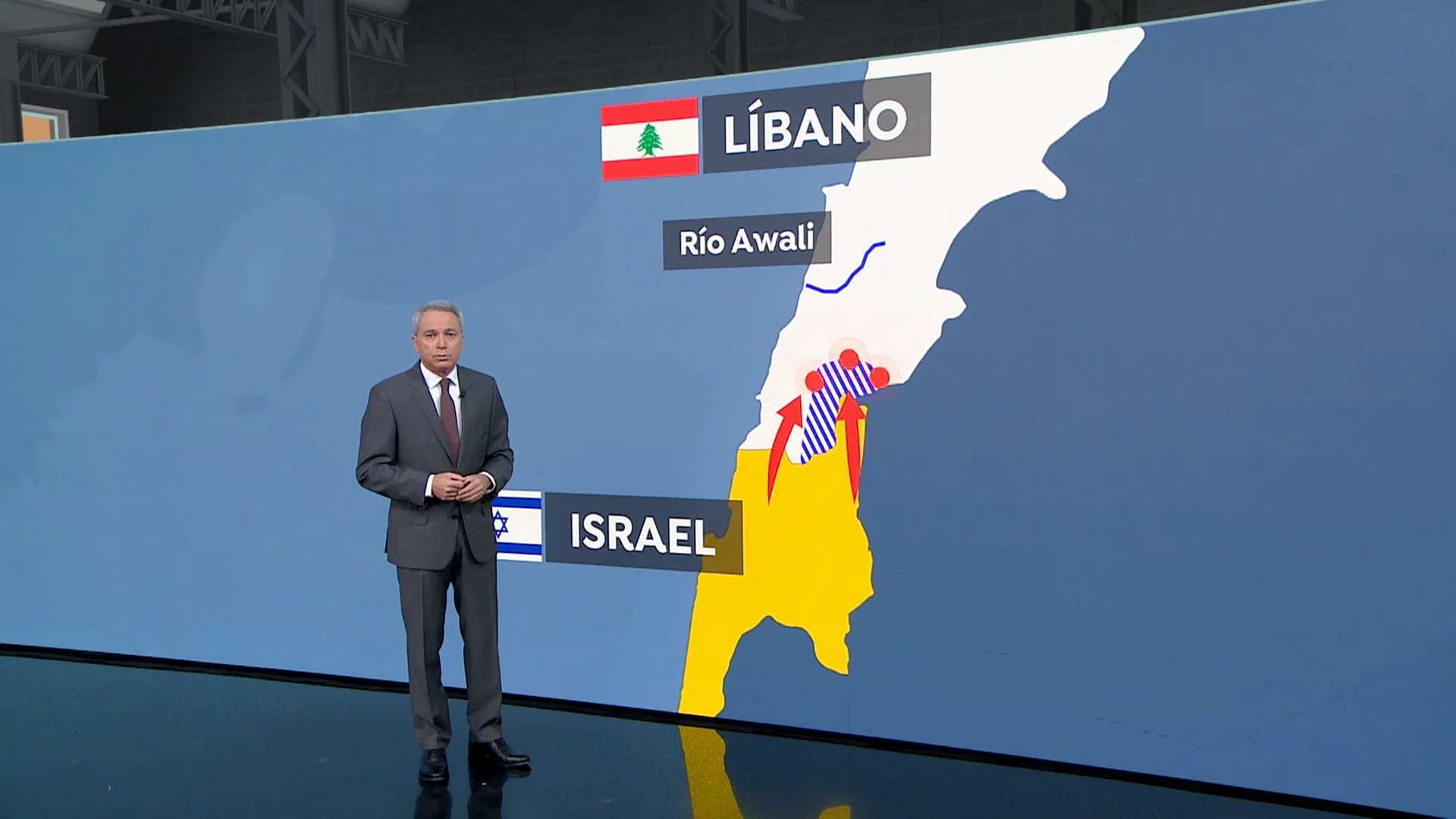 Representaci&oacute;n del momento en el que las tropas israel&iacute;es entraban en suelo liban&eacute;s