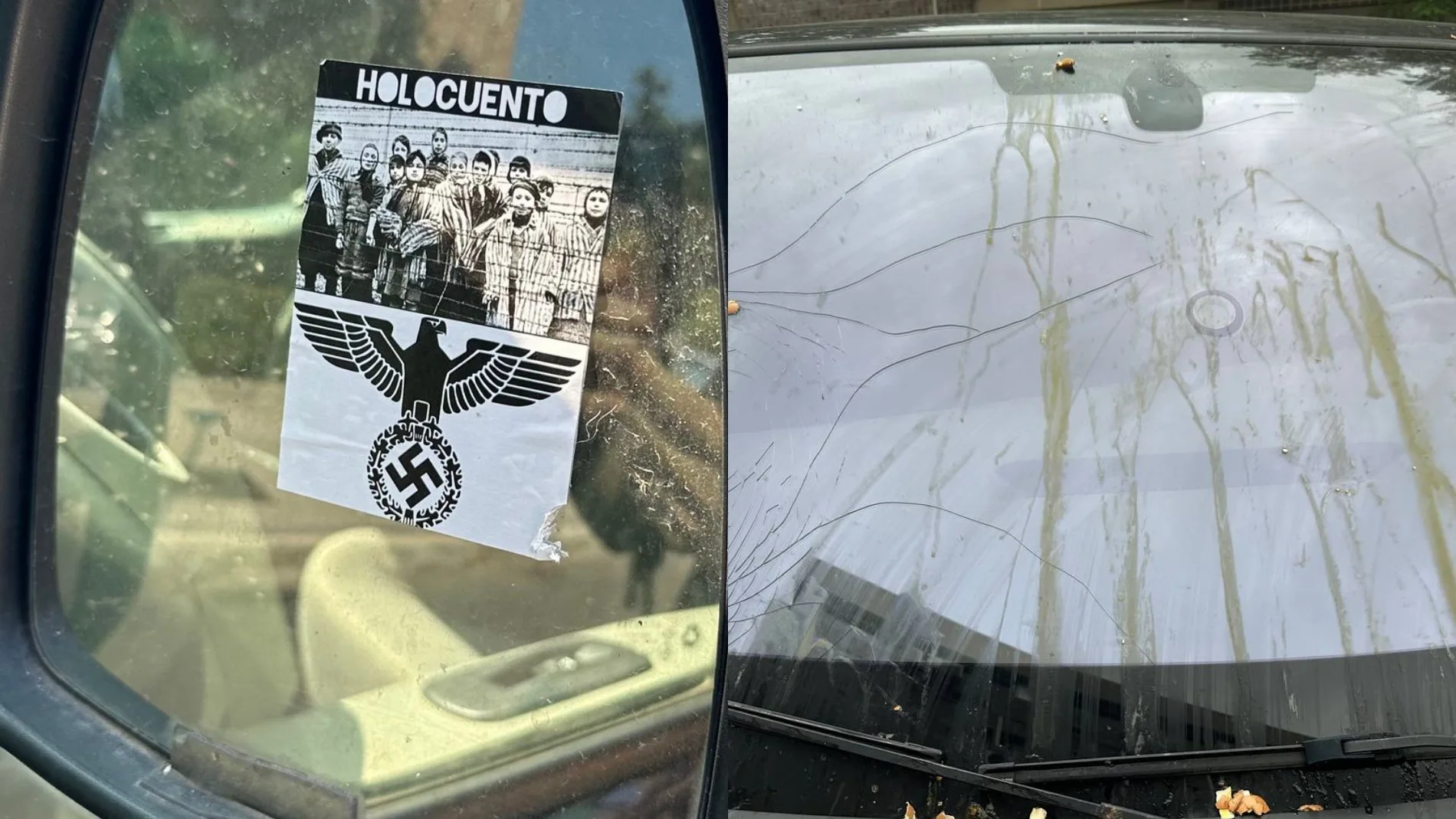 El coche de la ministra Mónica García con pegatinas nazis El coche de la ministra Mónica García con pegatinas nazis