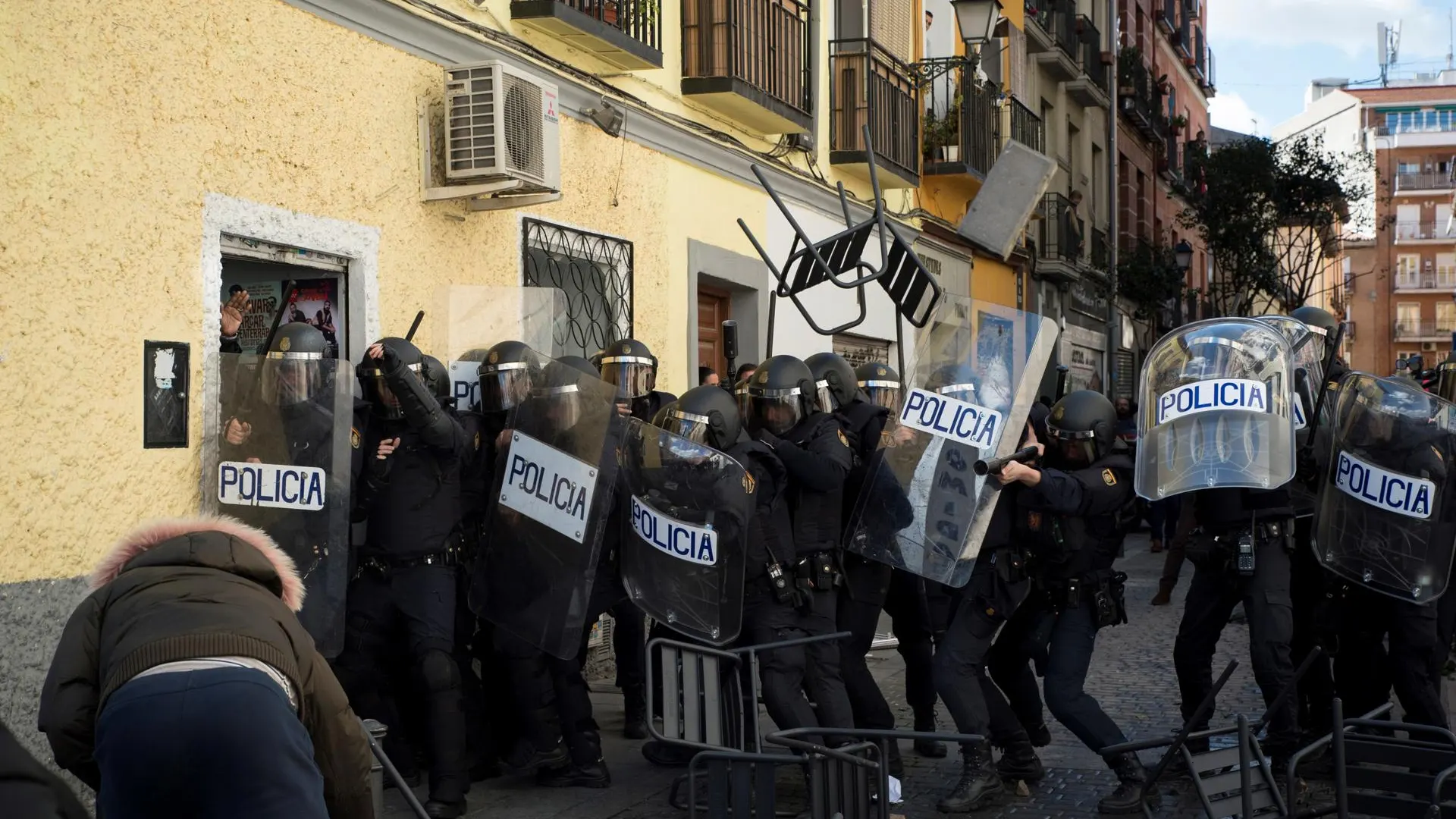 Agentes de la Unidad de Intervenci&oacute;n Policial (UIP) en Madrid