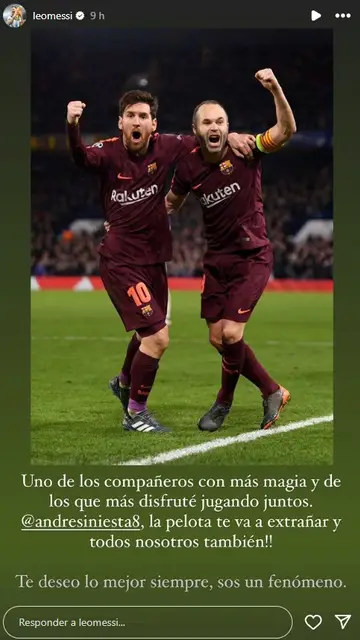 El mensaje de Messi a Iniesta El mensaje de Messi a Iniesta