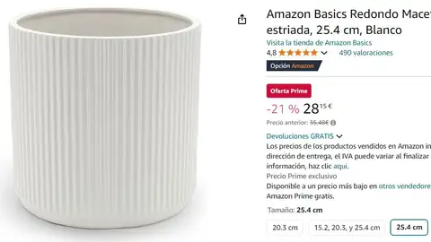 Maceta de cerámica Amazon Basics Maceta de cerámica Amazon Basics