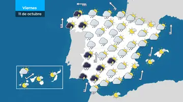 Mapa de lluvias del viernes Mapa de lluvias del viernes