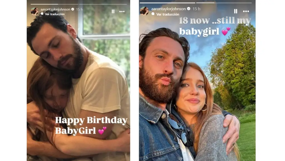 Aaron Taylor-Johnson felicitando a su hijastra Jessie en Instagram Aaron Taylor-Johnson felicitando a su hijastra Jessie en Instagram