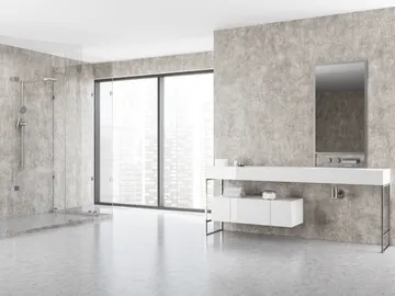 Baño con paredes de microcemento Baño con paredes de microcemento
