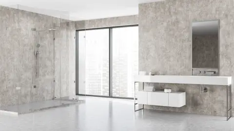 Baño con paredes de microcemento Baño con paredes de microcemento