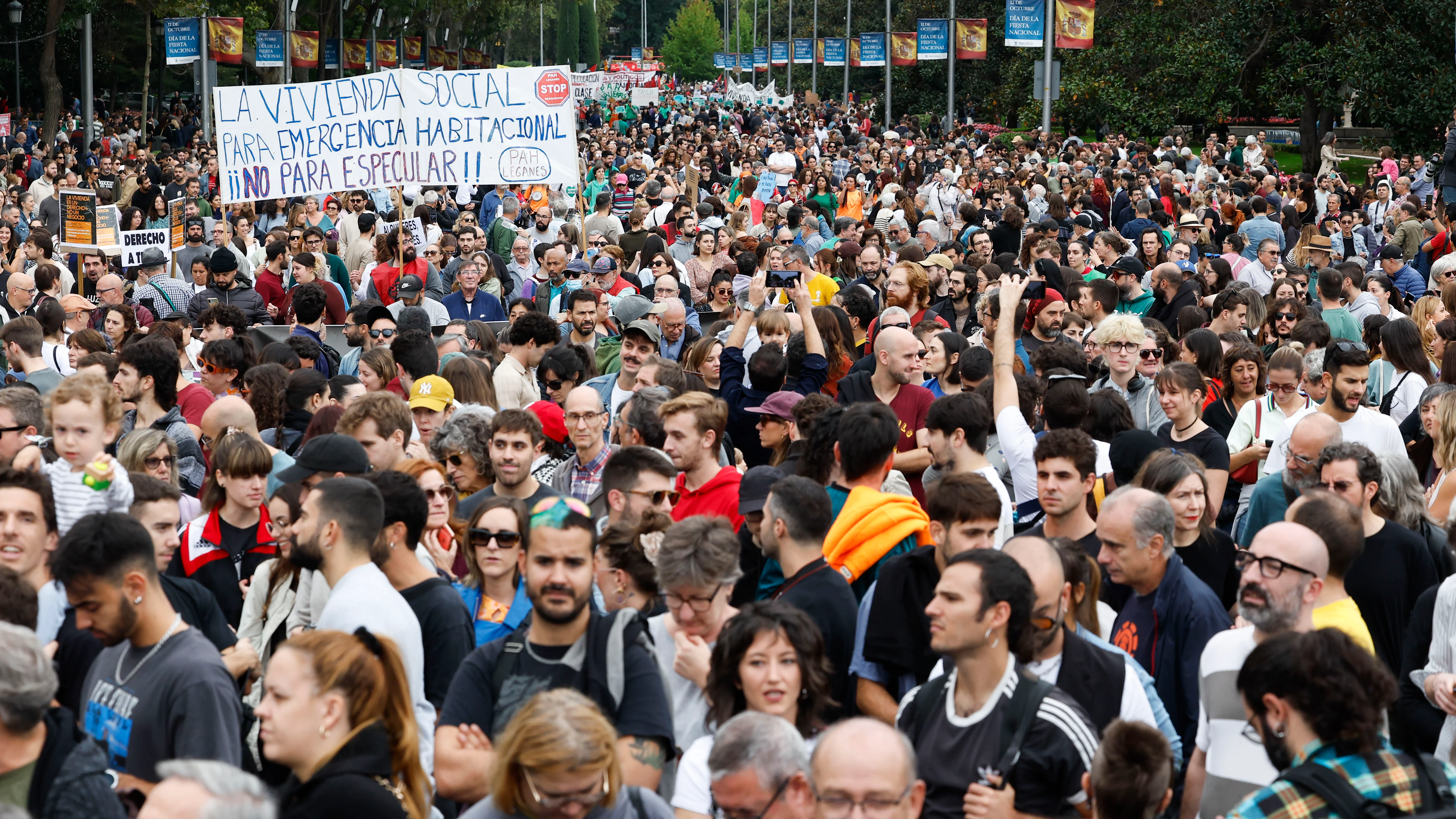 Manifestaci&oacute;n que bajo el lema 'Se acab&oacute;. Bajaremos los alquileres' tiene lugar este domingo en Madrid
