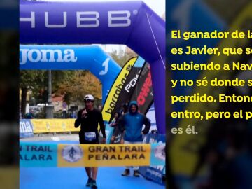 Agustín Luján, en la línea de llegada del Gran Trail Peñalara