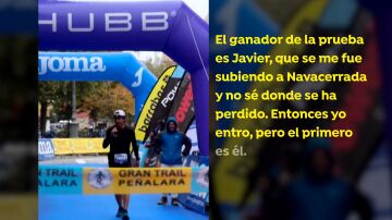 Agustín Luján, en la línea de llegada del Gran Trail Peñalara