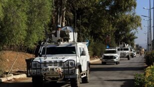 Veh&iacute;culos de la misi&oacute;n de paz de la ONU en L&iacute;bano