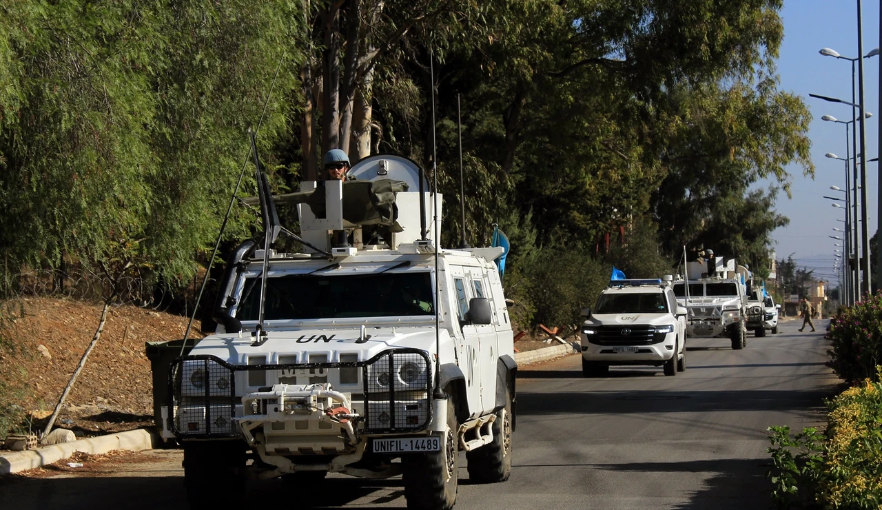 Vehículos de la misión de paz de la ONU en Líbano