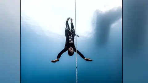 Sánchez-Arán durante el Mundial de apnea Sánchez-Arán durante el Mundial de apnea