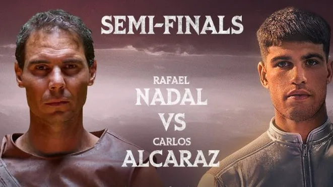 Nadal y Alcaraz en el cartel promocional de su partido en el Six Kings Slam