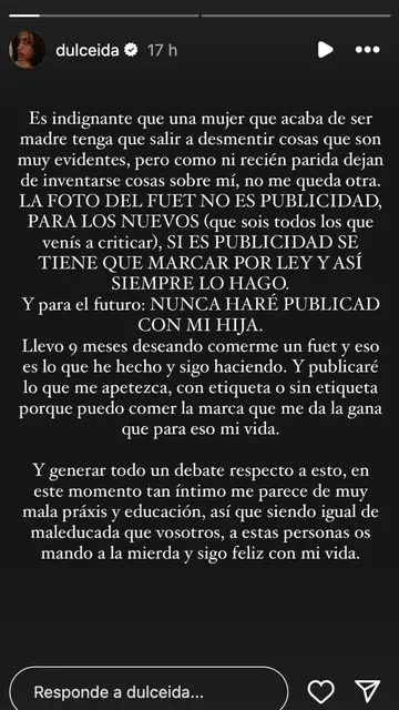 La respuesta de Dulceida a la polémica del fuet La respuesta de Dulceida a la polémica del fuet