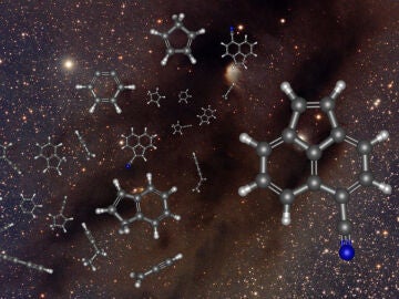 Representación artística de las moléculas halladas en el espacio / IFF