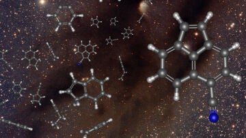 Representación artística de las moléculas halladas en el espacio / IFF