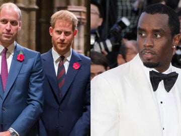 Los príncipes Guillermo y Harry en un montaje junto a Sean 'Diddy' Combs