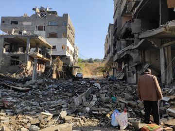 Edificios bombardeados en Yabalia, al norte Gaza